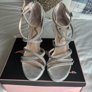 Elegant Silver Strappy Heels